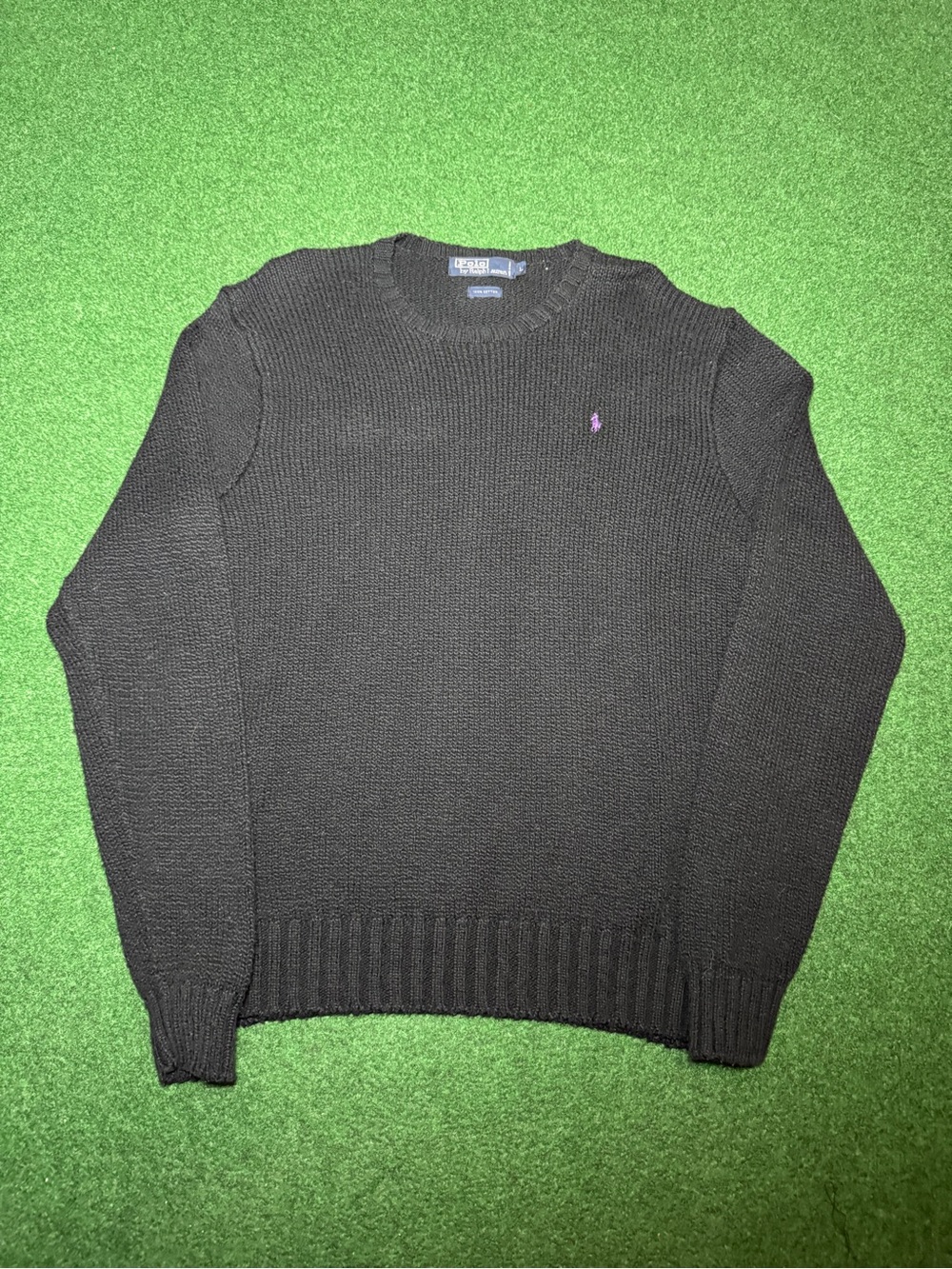Polo Ralph Lauren Vintage Sweater Knit 90s Black Large Preppy